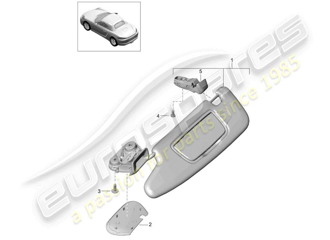 porsche 2024 (718 boxster) sonnenblenden ersatzteildiagramm