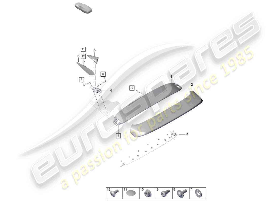 porsche 2025 (cayenne e3 pa) dachkantenspoiler coupé teilediagramm