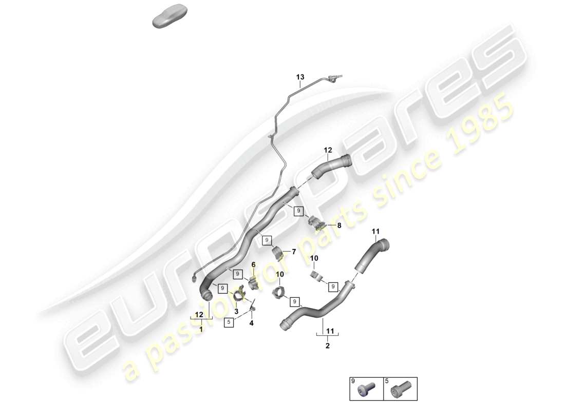 porsche 2025 (992-2) kühlmittelkühlsystem heckteil-diagramm