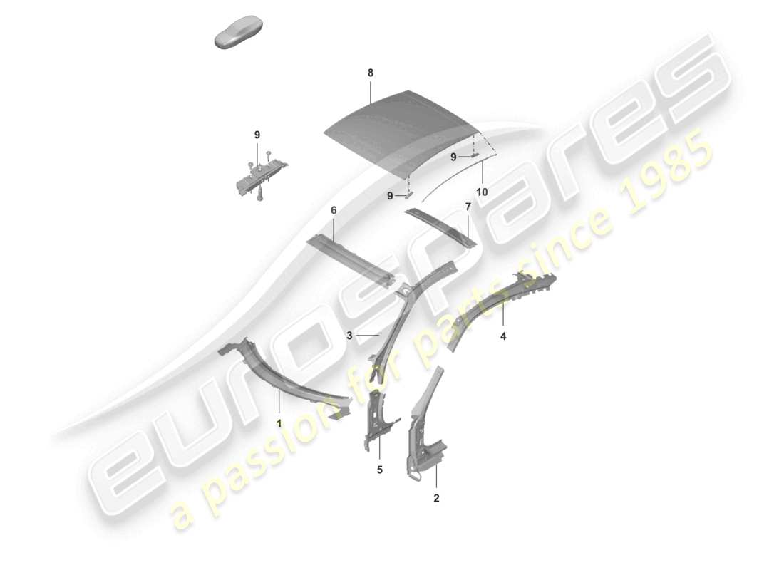porsche 2024 (992-1) dach-a-säule coupé-teilediagramm