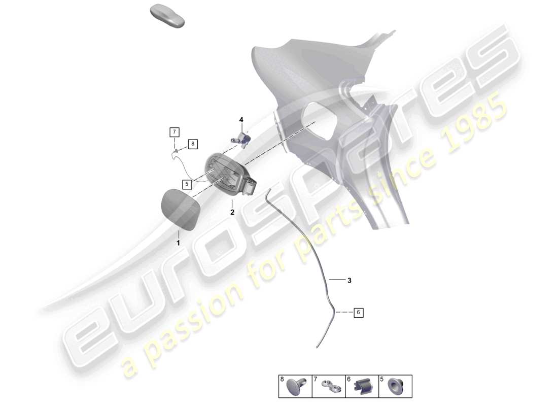 porsche 2025 (cayenne e3 pa) tankklappe außen tankklappenmodul coupé teilediagramm
