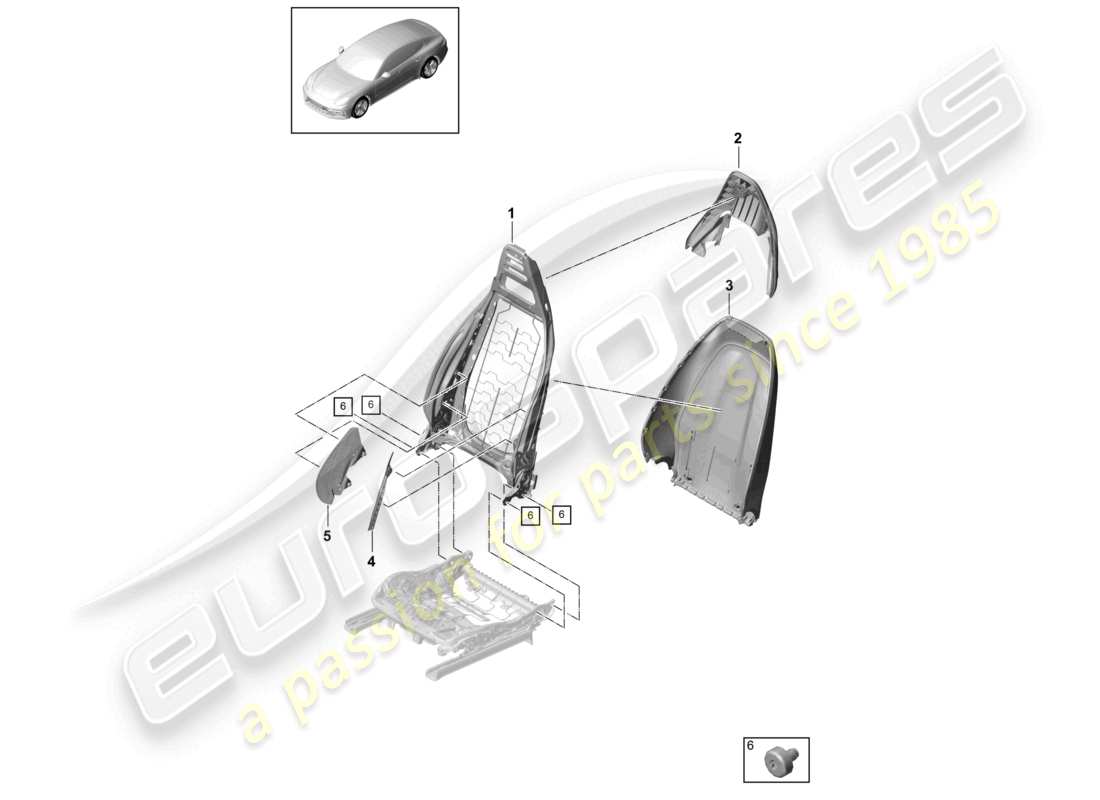 porsche 2021 (panamera 971-1) rückenlehne rückenlehnenschale sportsitz teilediagramm