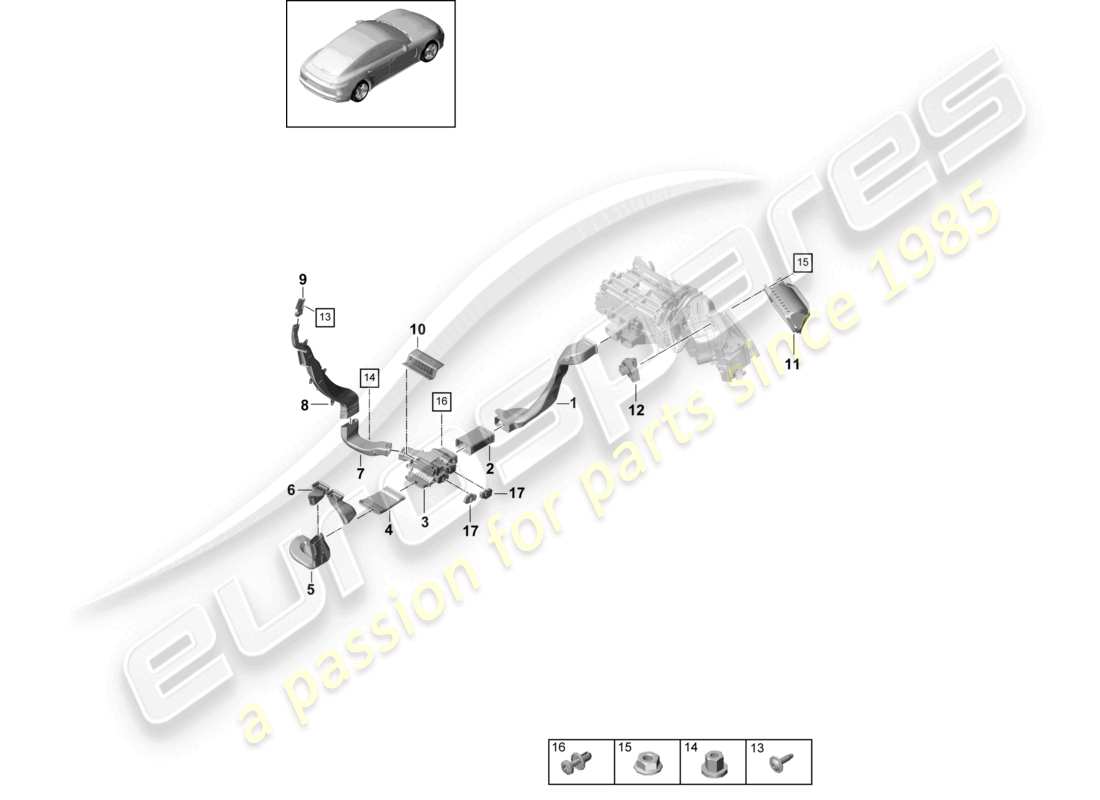 porsche 2021 (panamera 971-1) luftführung klimaanlage teilediagramm