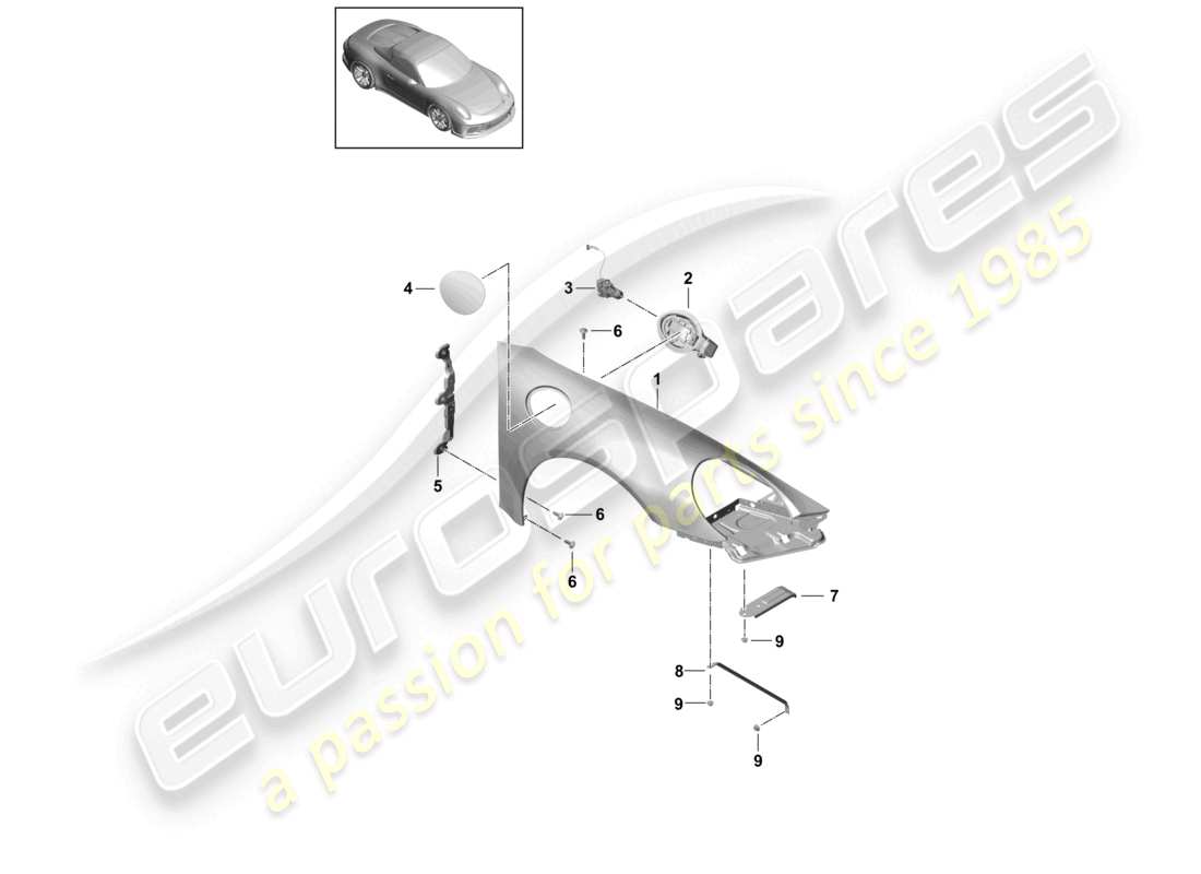 porsche 2021 (991-2 r/gt3/rs) wing-teilediagramm