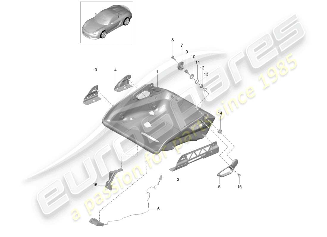 porsche 2022 (718 boxster spyder) schalensitz sitzschale klappsitz teilediagramm