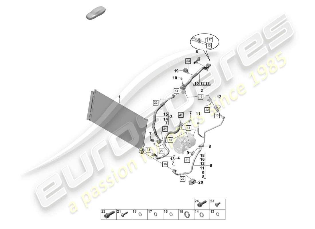 porsche 2024 (panamera 971-2) heizung, klimaanlage v6 2,9l turbo für fahrzeuge mit hybridantrieb kältemittelkreislauf r1234yf kühlmittel ersatzteildiagramm