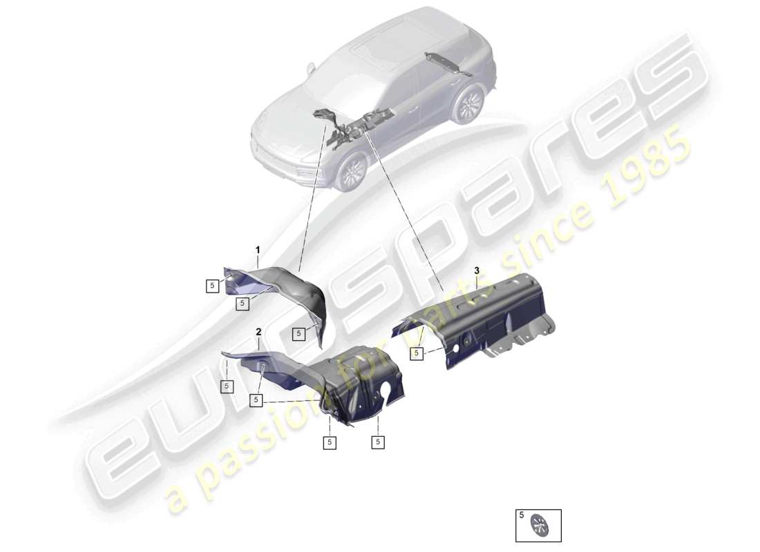 porsche 2025 (cayenne e3 pa) schalldämpfer brandschutztunnel teilediagramm
