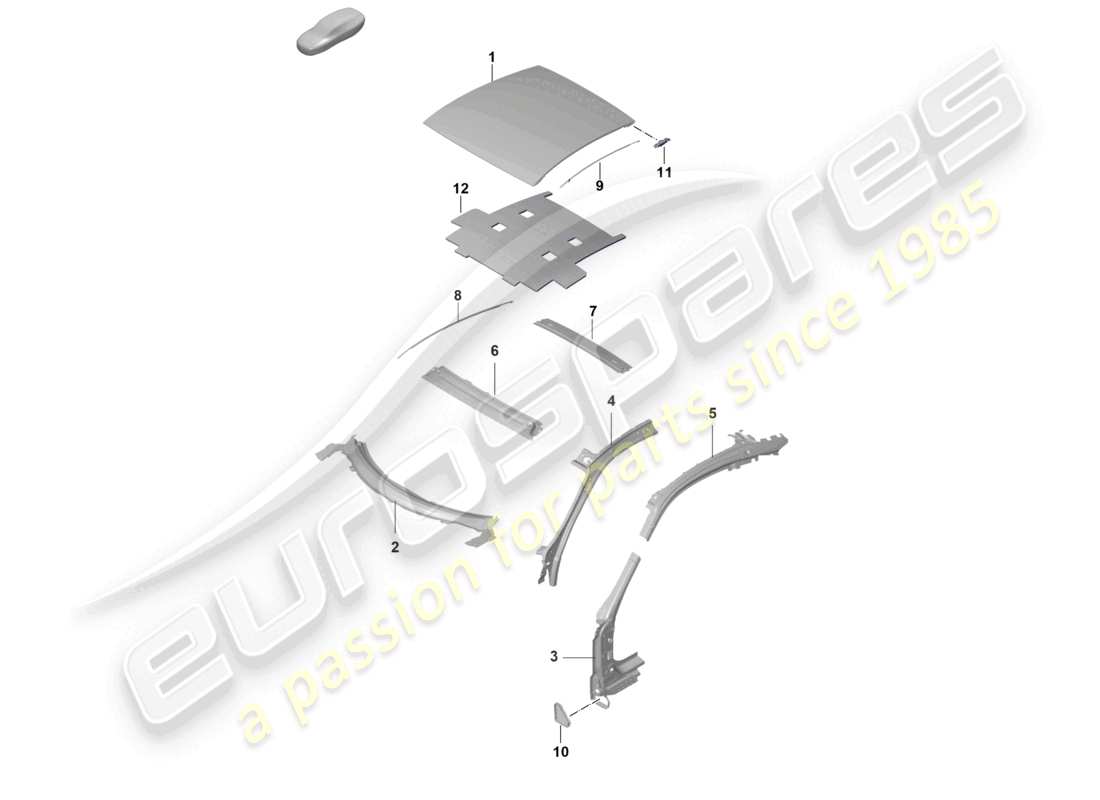 porsche 2025 (992-2 gt3/rs/st) teilediagramm der a-säule des dachs