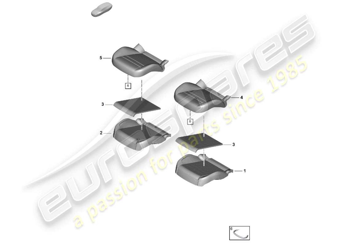 porsche 2025 (cayenne e3 pa) schaumstoffteil sitzpolster standardsitz teilediagramm