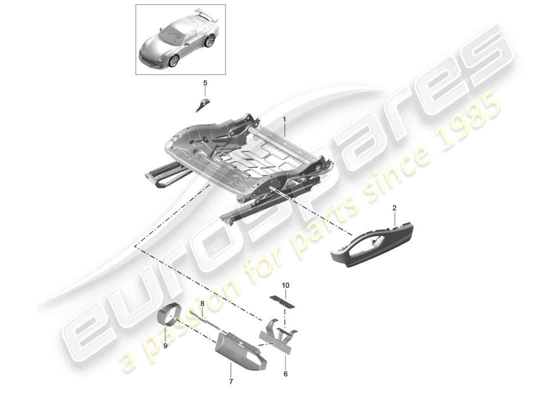 porsche 2021 (991-2 r/gt3/rs) sitzrahmen sportsitz plus zubehör blende für schalter teilediagramm