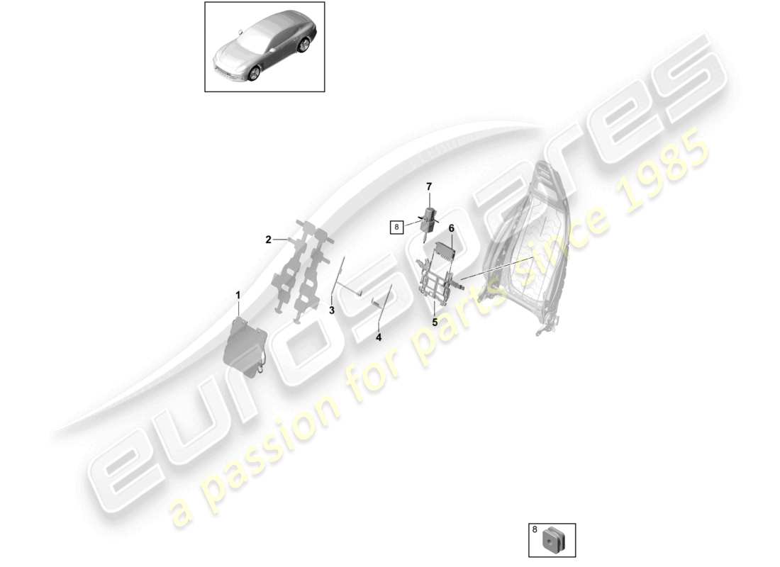 porsche 2021 (panamera 971-1) lendenmassagematte vordersitze komfortsitz teilediagramm