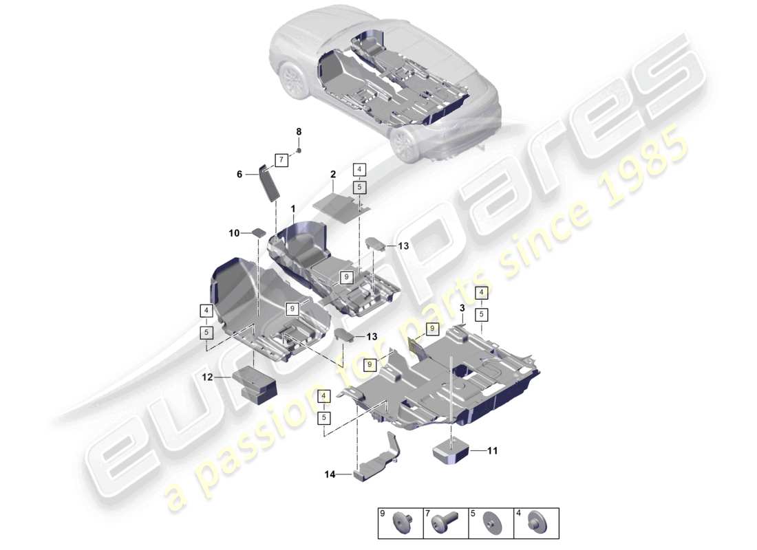 porsche 2025 (cayenne e3 pa) bodenbeläge - ersatzteildiagramm