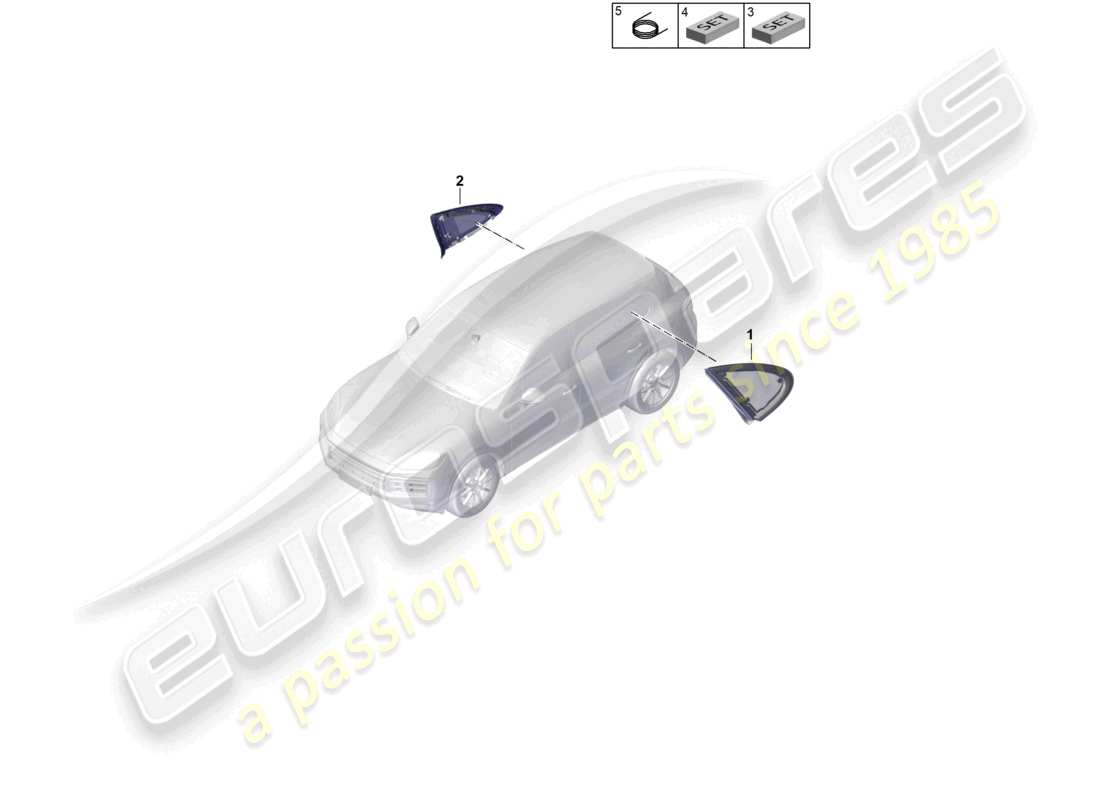 porsche 2025 (cayenne e3 pa) seitenfenster hinten coupé teilediagramm