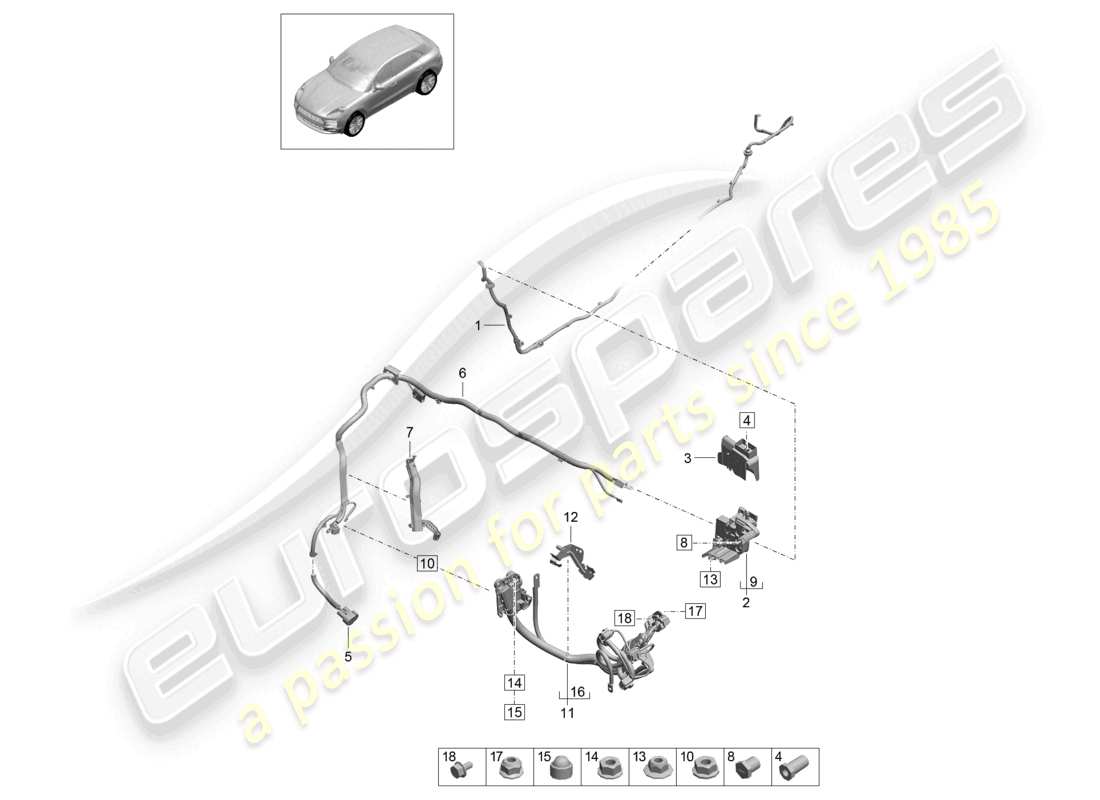 porsche 2021 (macan) kabelbaum für batterie + und slave-kabelbuchse kabelbaum für batterie +, anlasser, lichtmaschine und massekabel teilediagramm