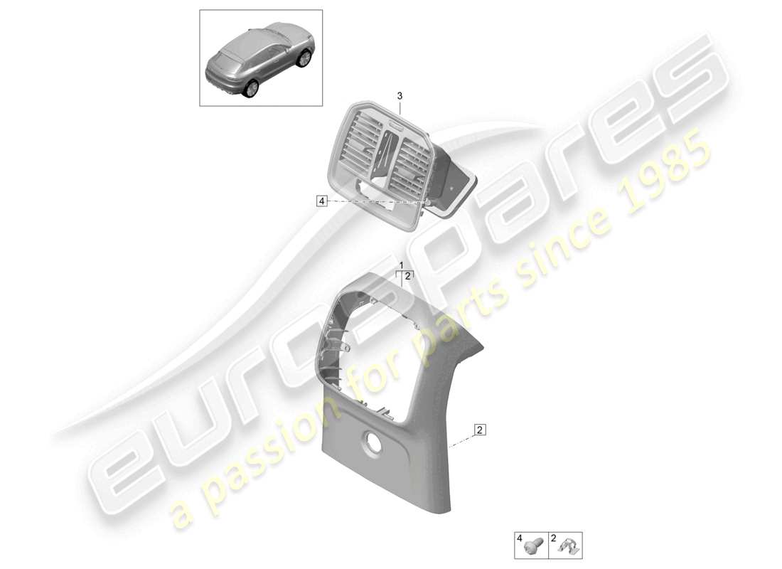 porsche 2021 (macan) mittelkonsole hinten zubehör teilediagramm
