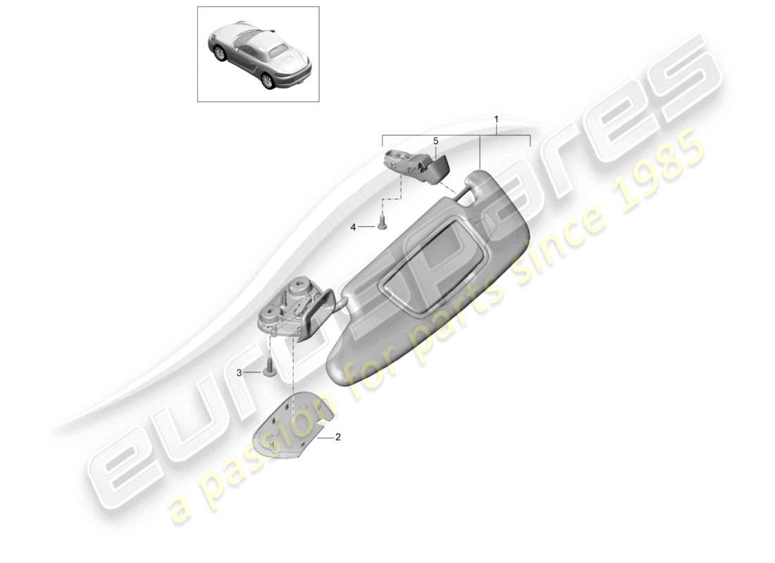 porsche 2021 (718 boxster) sonnenblenden leder alcantara teilediagramm