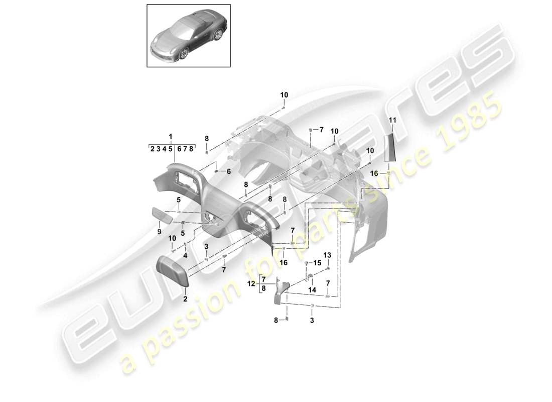 porsche 2021 (991-2 r/gt3/rs) querträgerverkleidung zubehör verkleidung teilediagramm