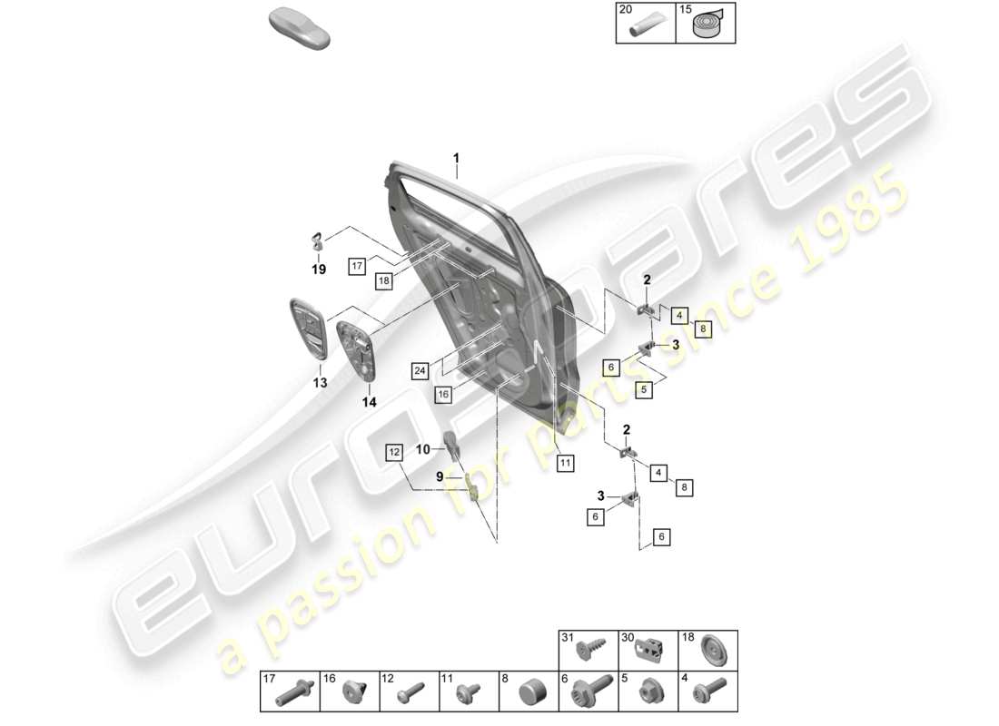 porsche 2025 (cayenne e3 pa) türschale hinten zubehör coupé teilediagramm