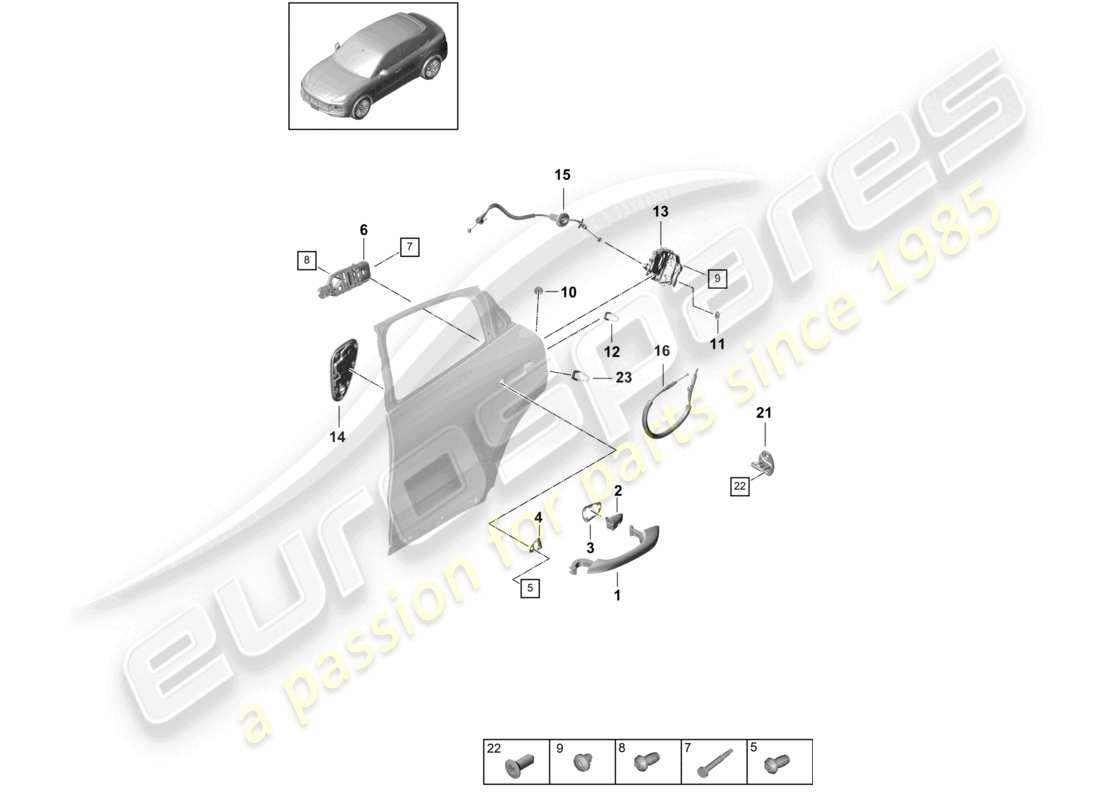 porsche 2021 (cayenne e3 9ya/9yb) türgriff, außen hinten türschloss coupé teilediagramm