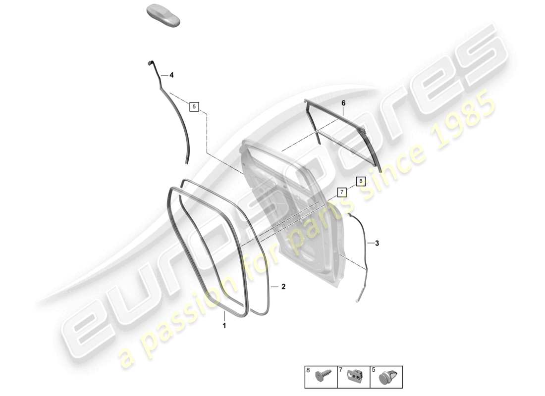 porsche 2025 (cayenne e3 pa) türdichtung hinten zubehör coupé teilediagramm