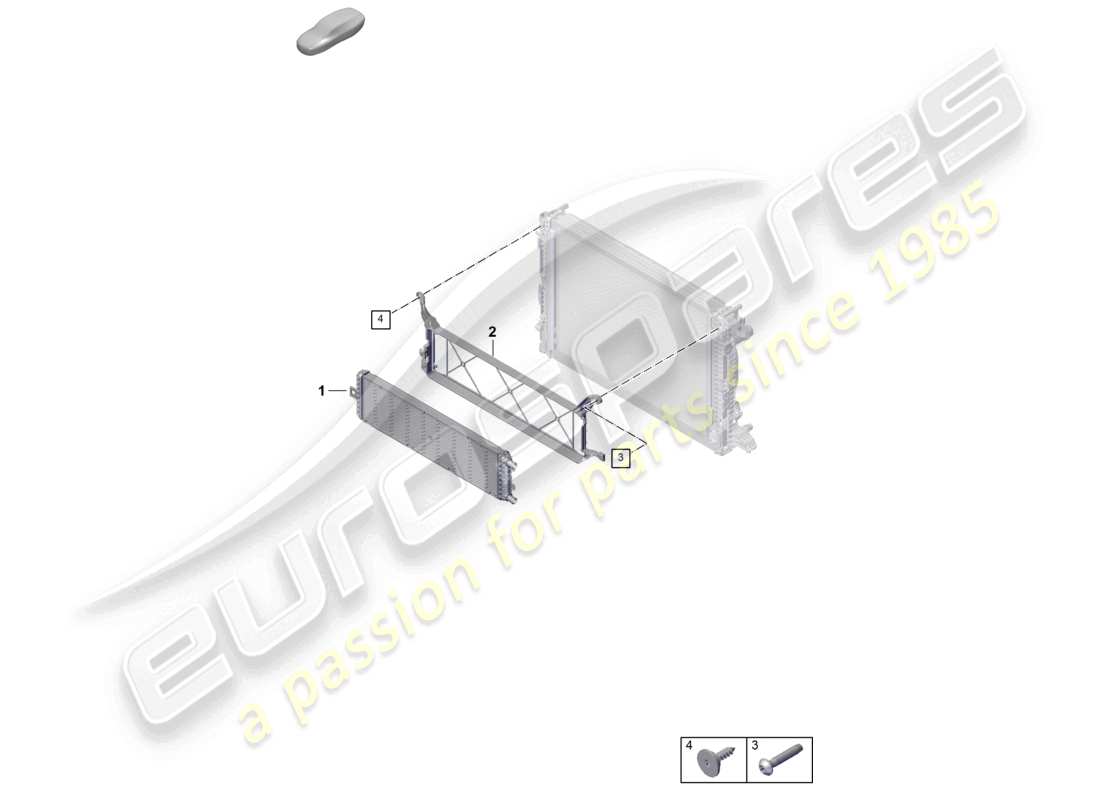 porsche 2023 (cayenne e3 pa) kühlmittelkühlsystem zusatzkühler für kühlmittel teilediagramm
