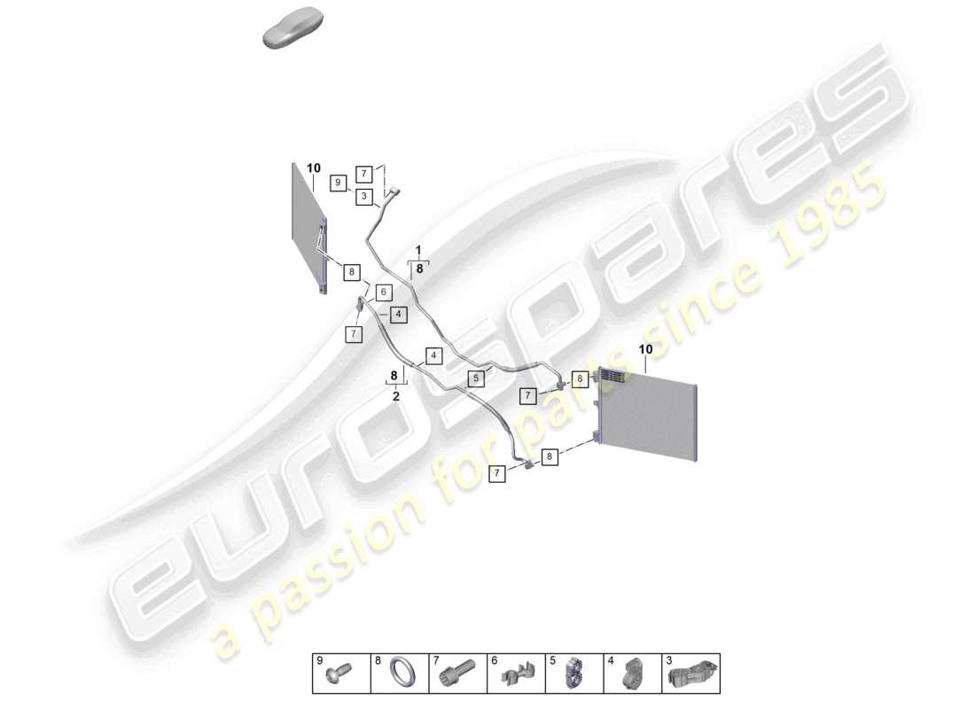 porsche 2025 (992-2 gt3) klimaanlage vorne kältemittelleitung radkasten teilediagramm