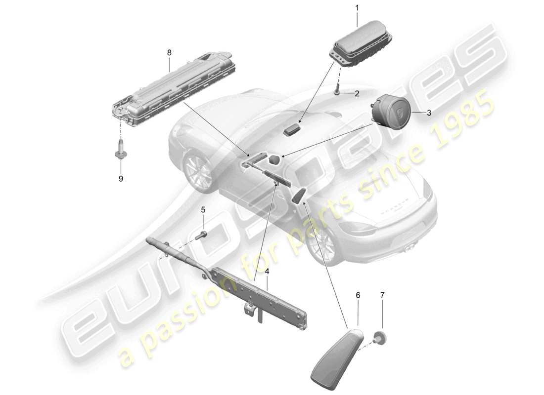 porsche 2024 (718 boxster) airbag-teilediagramm