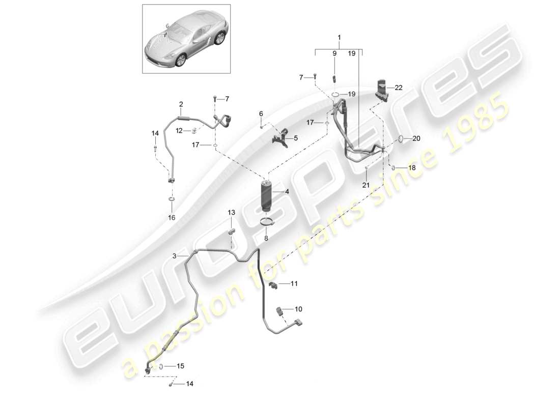porsche 2024 (718 cayman) kältemittelkreislauf kältemittelleitung trockner teilediagramm