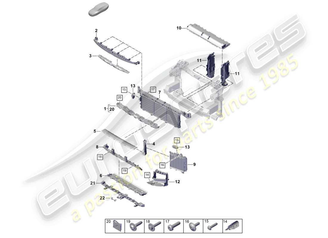 porsche 2025 (cayenne e3 pa) luftführung vorne und plattenblock-teilediagramm