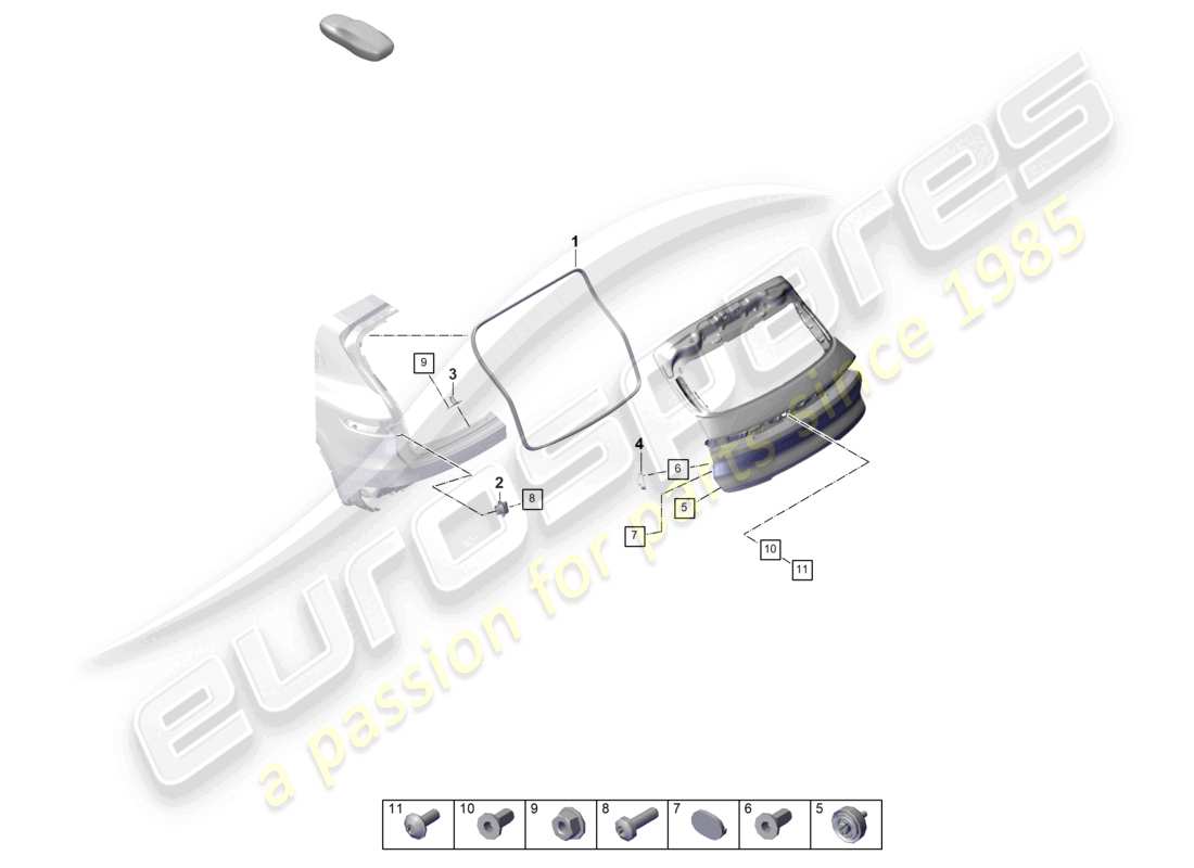 porsche 2025 (cayenne e3 pa) heckklappe zubehör teilediagramm