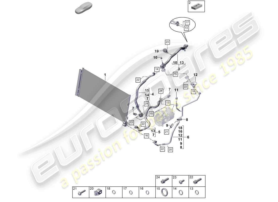 porsche 2026 (panamera 976) heizung, klimaanlage v6 für fahrzeuge mit hybridantrieb kältemittelkreislauf ersatzteildiagramm