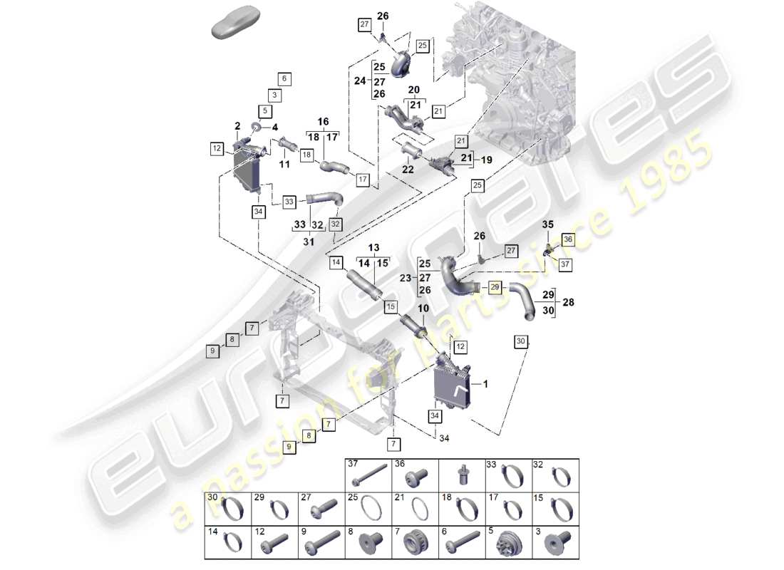 porsche 2025 (cayenne e3 pa) ladeluftkühler-druckrohr teilediagramm