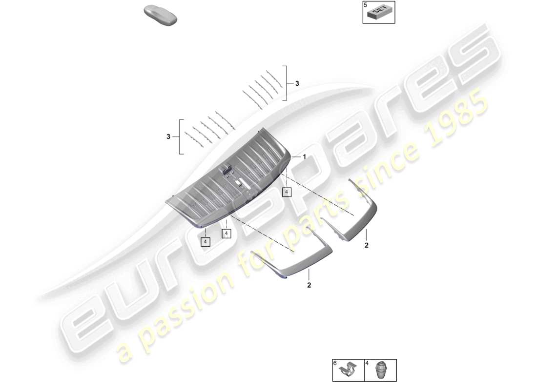 porsche 2024 (992-2) teildiagramm des lüftungsgitters coupé