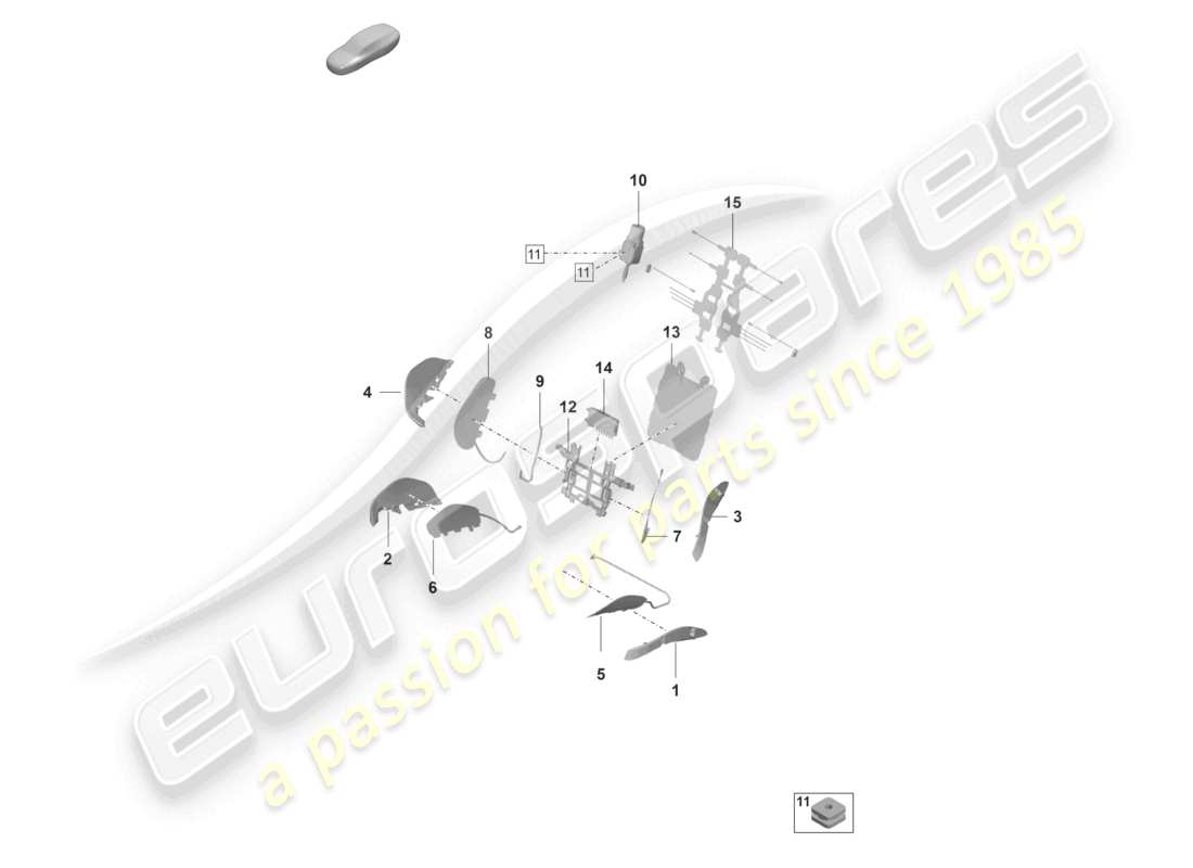 porsche 2021 (panamera 971-2) pneumatische komponenten für sitz für fahrzeuge mit elektrischer 14-way sitzverstellung für modelle mit elektrisch verstellbaren 18-way sitzen ersatzteildiagramm
