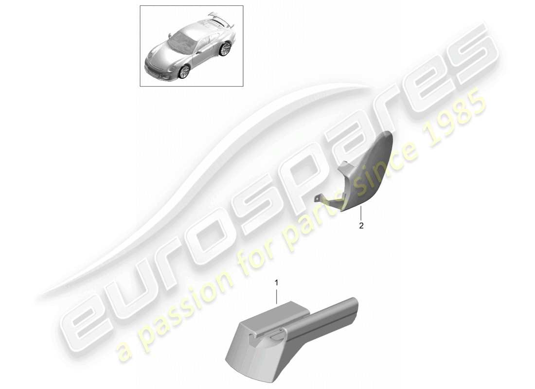 porsche 2021 (991-2 r/gt3/rs) sportsitz plus (komplett) nicht mehr lieferbar blende für führungsschiene sitz vorne teilebild