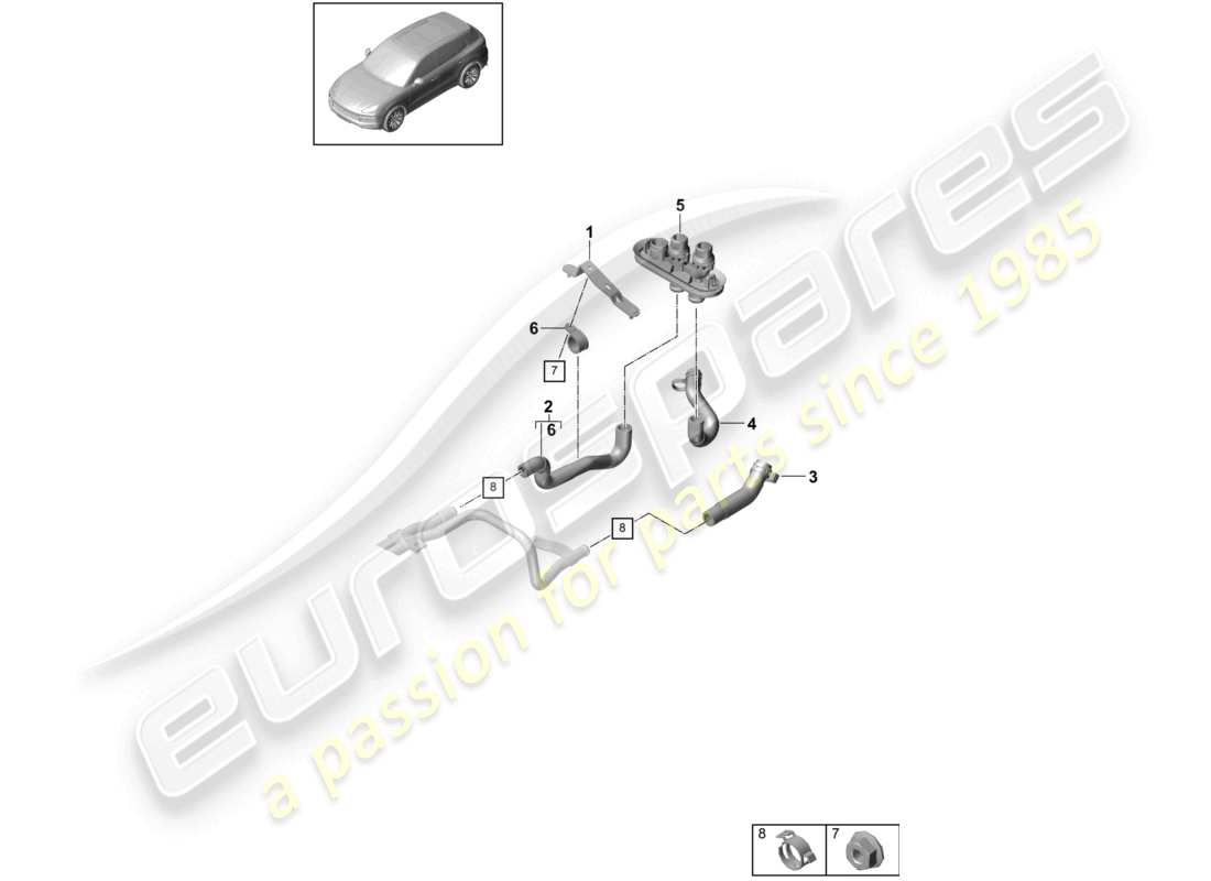 porsche 2024 (cayenne e3 9ya/9yb) heizung batterie niedertemperaturkreislauf für fahrzeuge mit hybridantrieb teilediagramm