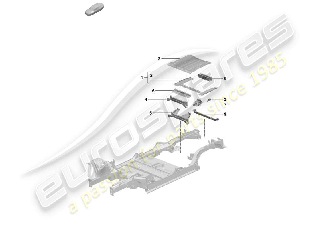 porsche 2025 (macan-e) bodenplatte gepäckraumboden querträger teilediagramm