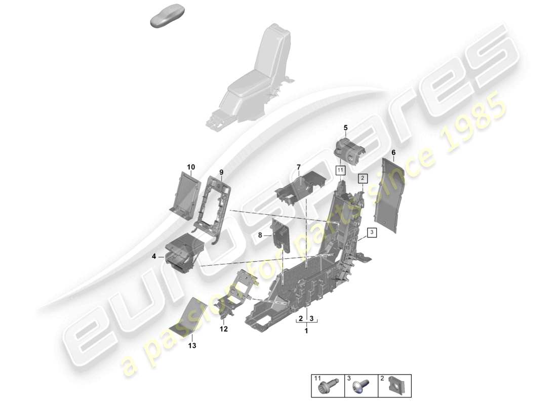 porsche 2026 (panamera 976) mittelkonsole hinten business part diagram