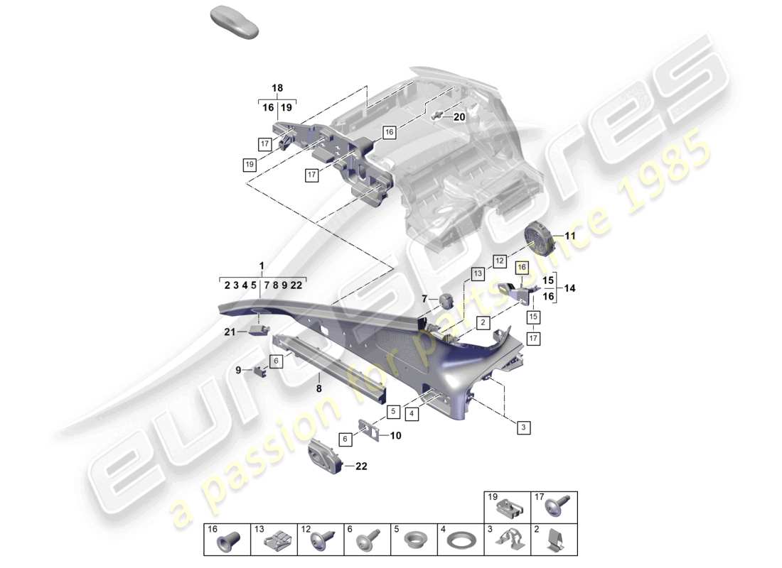 porsche 2026 (panamera 976) d-säulenverkleidung gepäckraum teilediagramm