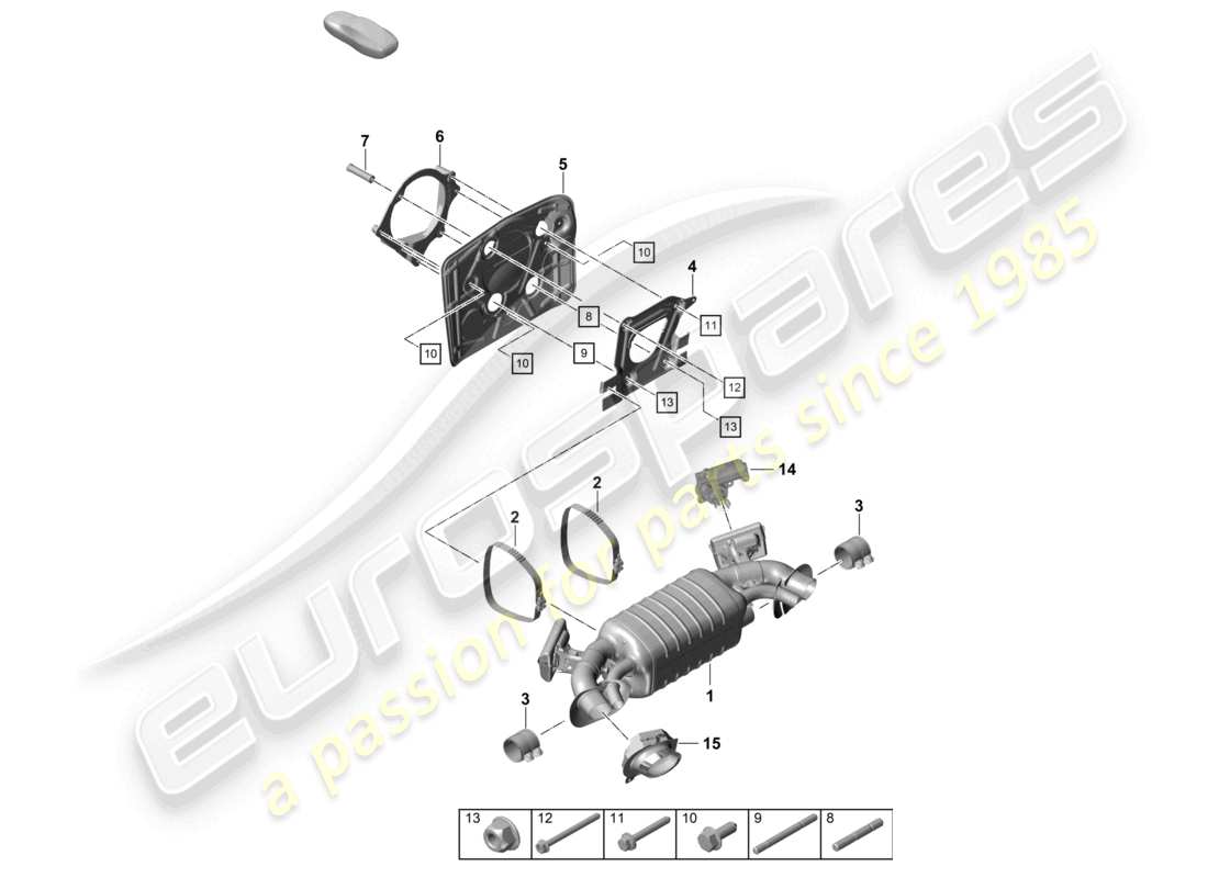 porsche 2022 (992-1 turbo / s) schalldämpfer für sportauspuffanlage teilediagramm