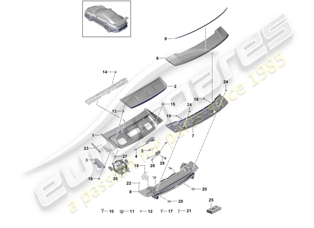 porsche 2021 (991-2 r/gt3/rs) abdeckung hinten teilediagramm