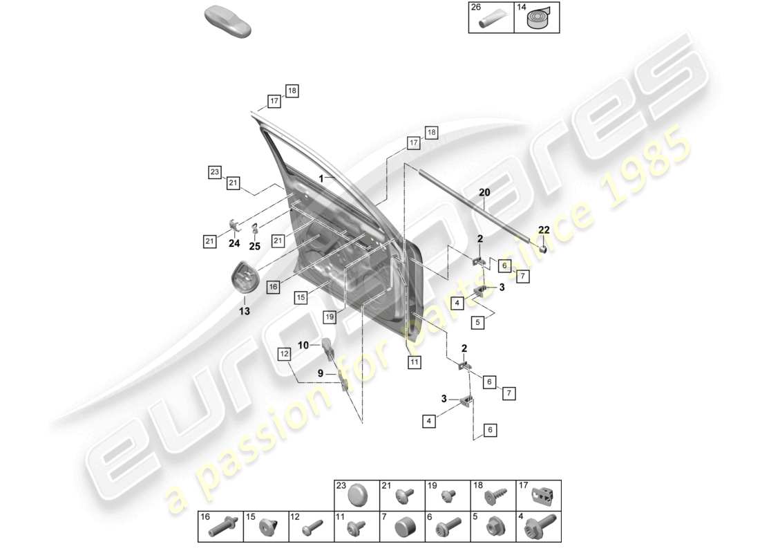 porsche 2025 (cayenne e3 pa) türschale vorne zubehör coupé teilediagramm