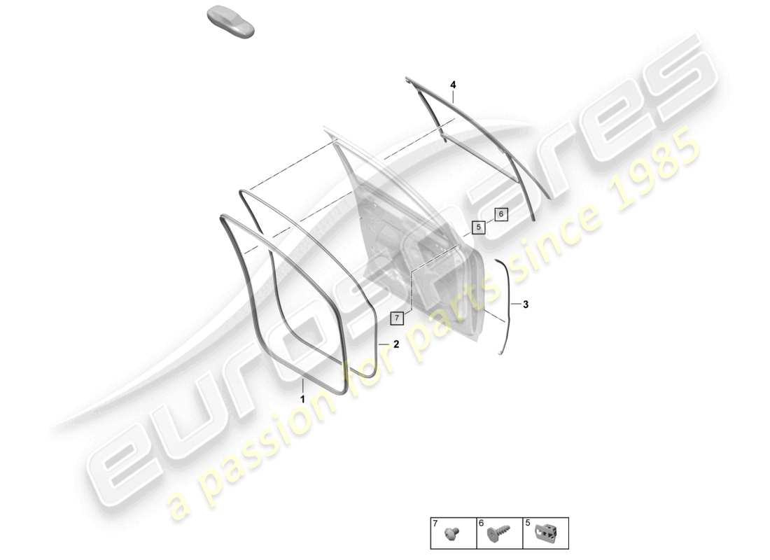 porsche 2025 (cayenne e3 pa) türdichtung vorne zubehör coupé teilediagramm