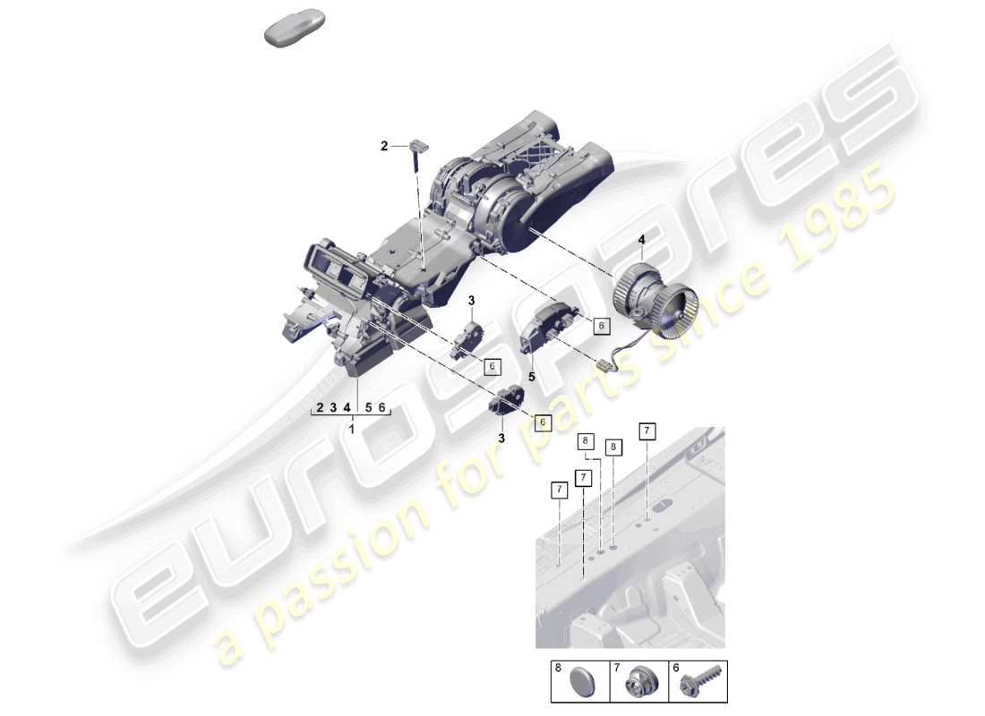 porsche 2025 (cayenne e3 pa) klimaanlage/heizung hinten 4-zone climatronic, boost ersatzteildiagramm
