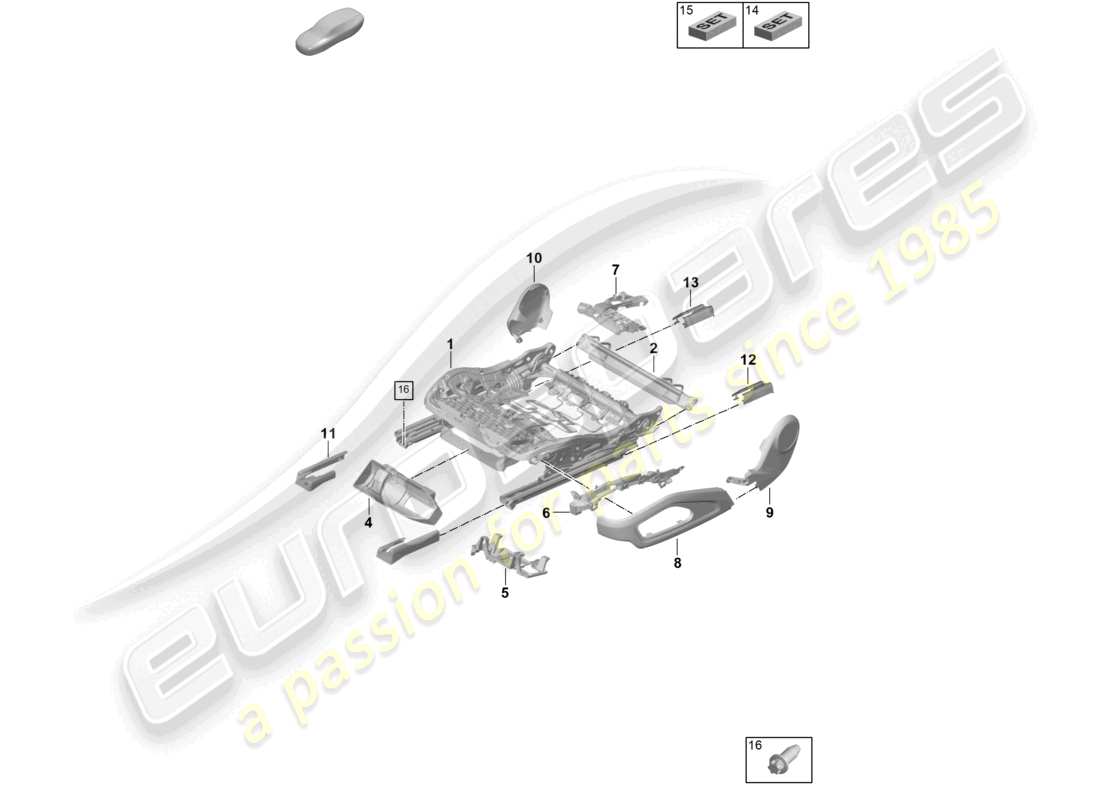 porsche 2025 (992-2 gt3) sitzrahmen zubehör sonstiges teilediagramm