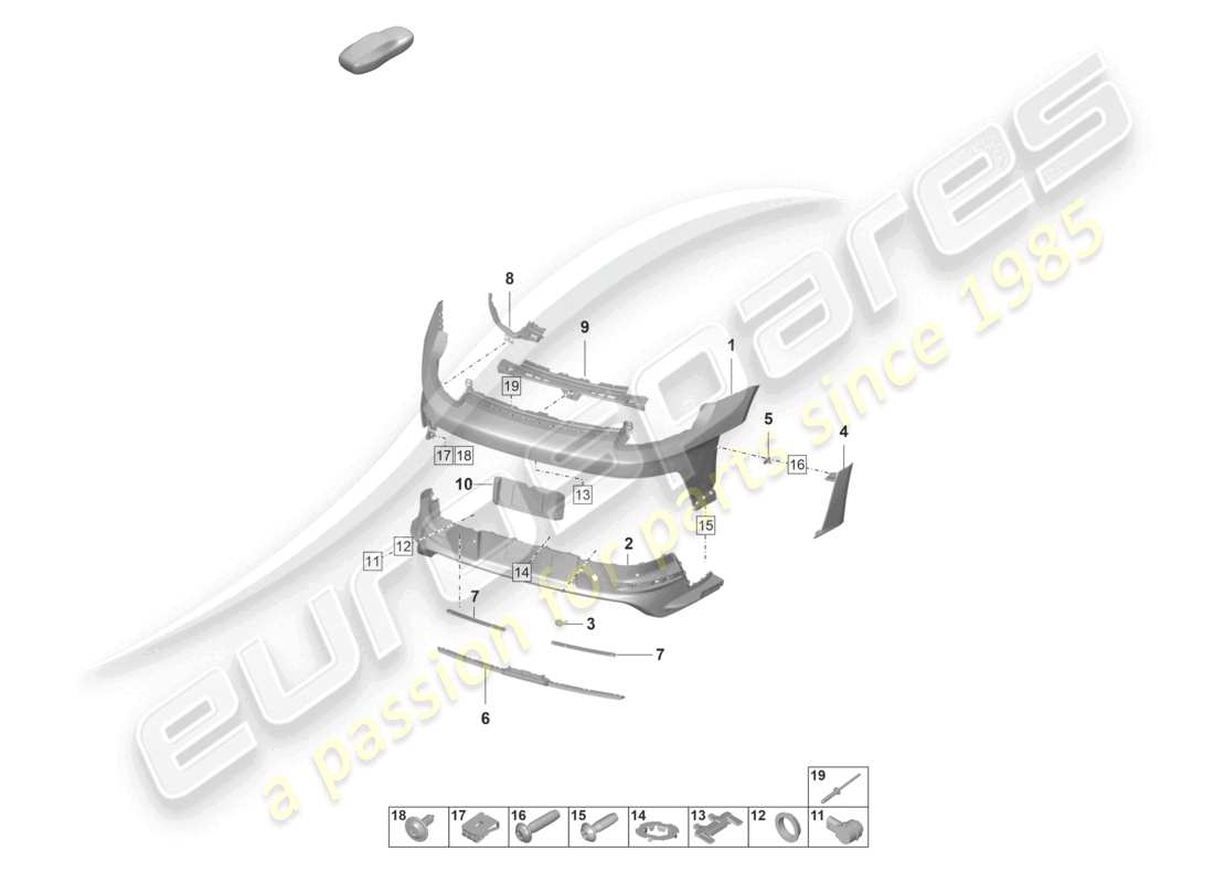 porsche 2023 (992-1 gt3/rs/st) stoßstange hinten gt3 rs ersatzteildiagramm