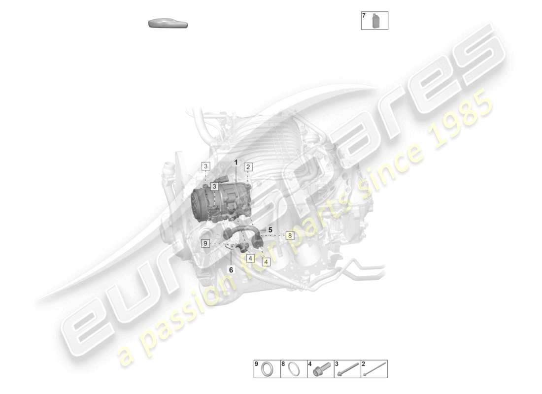 porsche 2023 (992-1 gt3/rs/st) klimakompressor kaeltemittel r134a ersatzteildiagramm