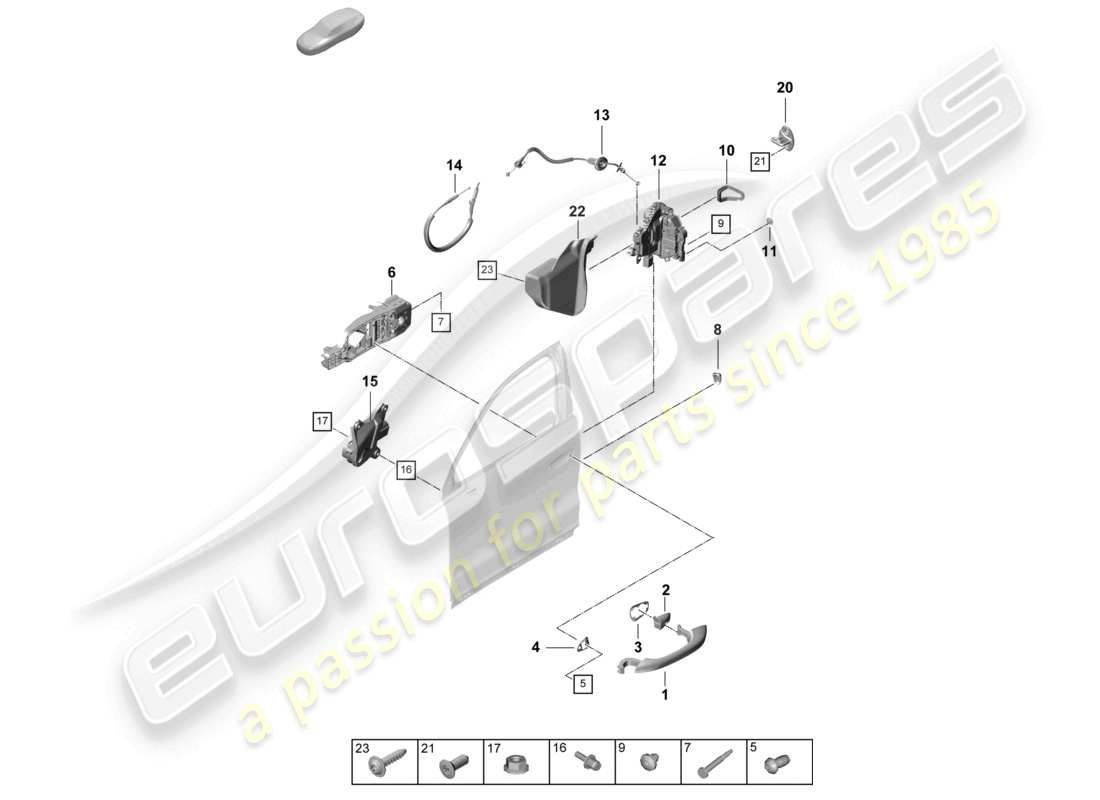 porsche 2025 (cayenne e3 pa) türgriff, außen vorne türschloss teilediagramm