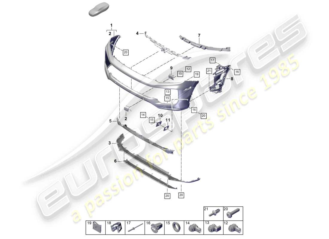 porsche 2025 (cayenne e3 pa) stoßstange ersatzteildiagramm