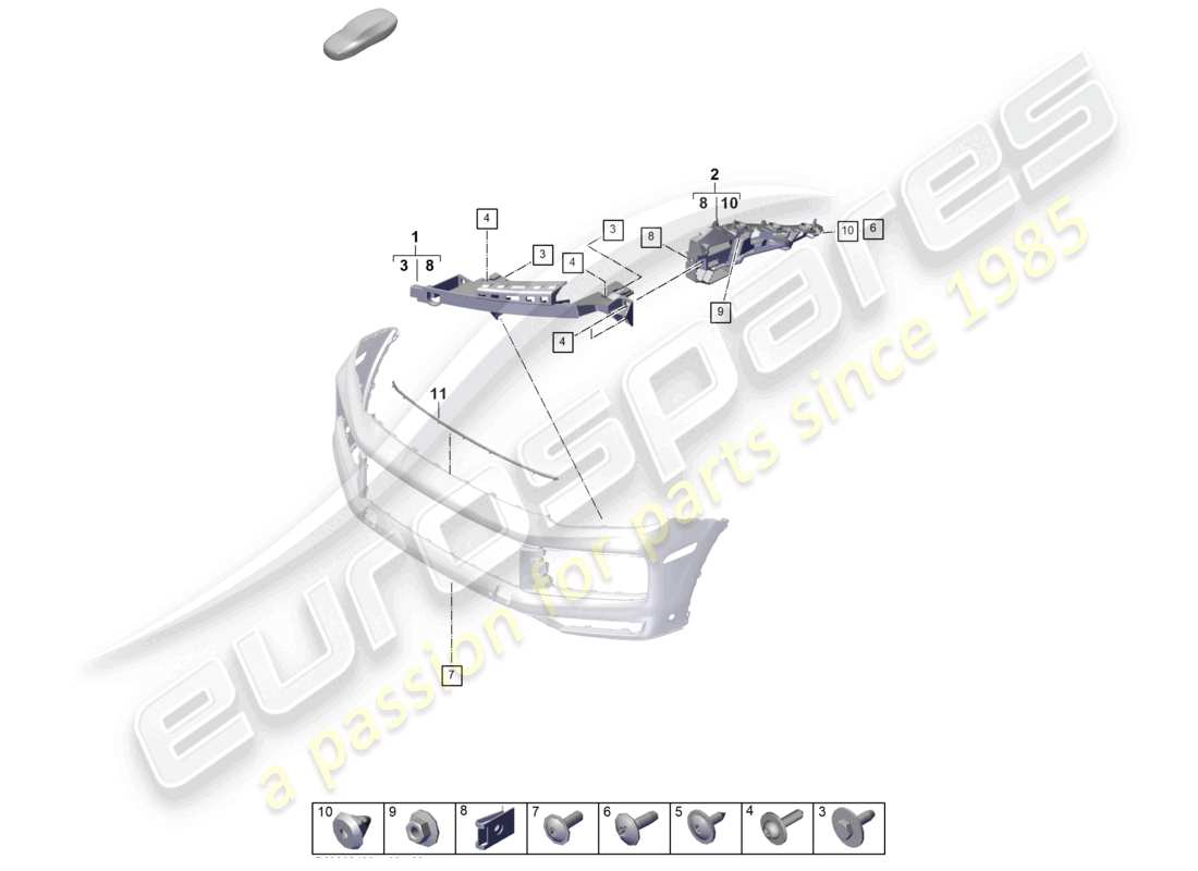 porsche 2025 (cayenne e3 pa) befestigungselemente vordere stoßstange teilediagramm